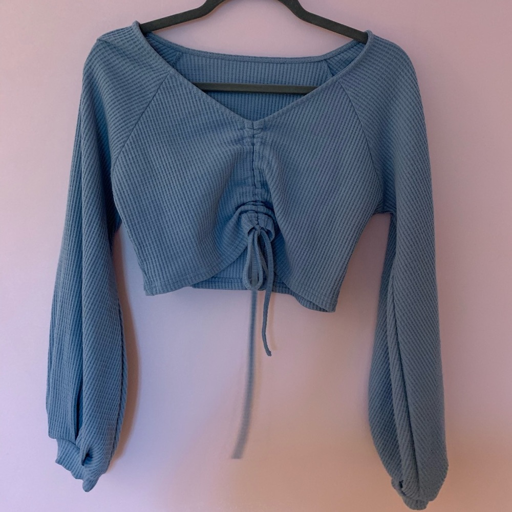 Blue adjustable crop top
